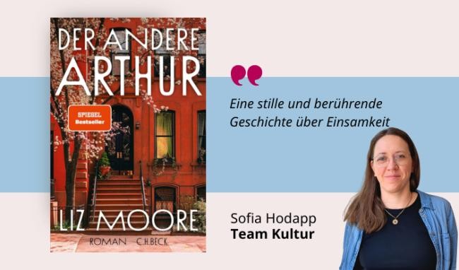 Medientipp Juni, Buchcover Der andere Arthur (Grafik: Canva, Stadtbücherei Heidelberg) Grafik mit Buchcover, Teasertext und Bild der Person, die den Medientipp abgibt