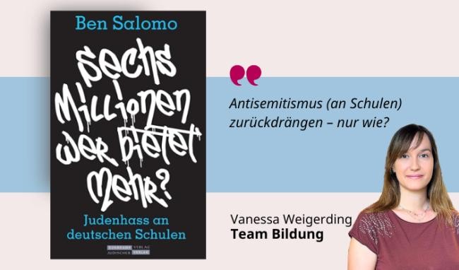 Medientipp Juli Buchcover Sechs Millionen, wer bietet mehr? (Grafik: Canva, Stadtbücherei Heidelberg) Grafik mit Buchcover, Teasertext und Bild der Person, die den Medientipp abgibt