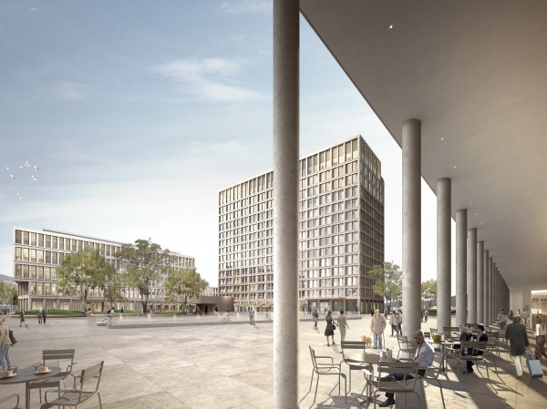 Europaplatz am südlichen Ausgang des Hauptbahnhofs. Visualisierung: Gustav Zech Stiftung Europaplatz am südlichen Ausgang des Hauptbahnhofs. Visualisierung: Gustav Zech Stiftung