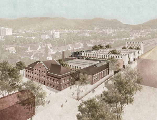 So soll das Bahnbetriebswerk nach der Umgestaltung aussehen. (Visualisierung: AAg Architekten) So soll das Bahnbetriebswerk nach der Umgestaltung aussehen. (Visualisierung: AAg Architekten)