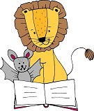 Der Löwe der Kinderbücherei liest der Fledermaus vor Der Löwe der Kinderbücherei liest der Fledermaus vor