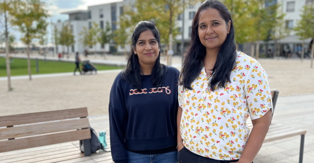 Zwei Bahnstädterinnen am Gadamerplatz (Foto: Stadt Heidelberg)